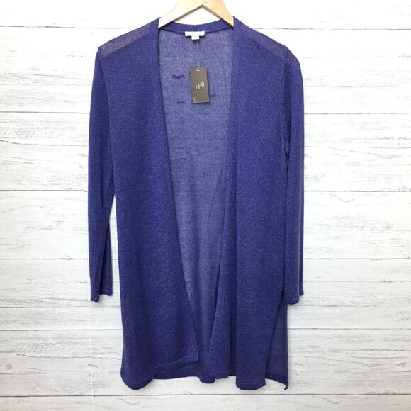NEW J. Jill Women's Purple Cardigan Linen Blend Long Sleeve Open Front size PS - Picture 10 of 10